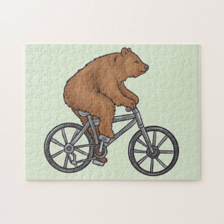 Cute Brown Bear Riding A Bike Jigsaw Puzzle