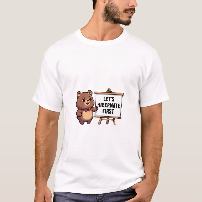 Cute Brown Bear with Red Bowtie T-Shirt (Front)