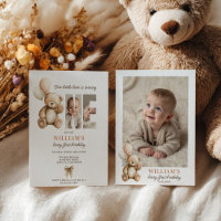Cute brown Beary 1st Birthday Teddy Bear Photo