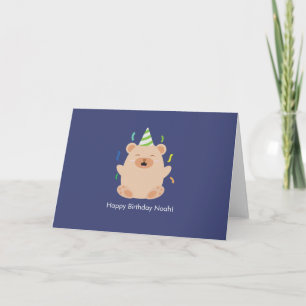 Cute Brown Birthday Bear Thank You Card
