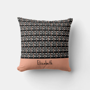 Cute Brown, Black and White Bold Squares Pattern Cushion