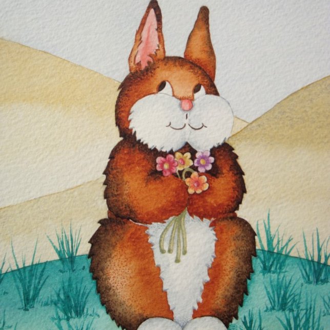 Cute brown bunny rabbit smiling childrens jigsaw puzzle (Creator Uploaded)