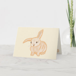 Cute Brown Bunny Rabbit - transparent on beige. Card