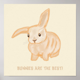 Cute Brown Bunny Rabbit - transparent on beige.   Poster