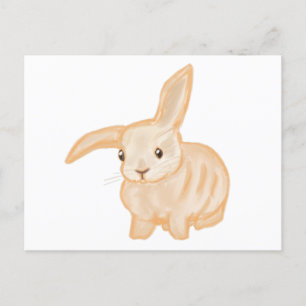 Cute Brown Bunny Rabbit - transparent on white. Postcard