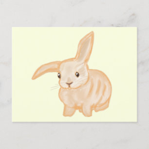 Cute Brown Bunny Rabbit - transparent on yellow. Postcard