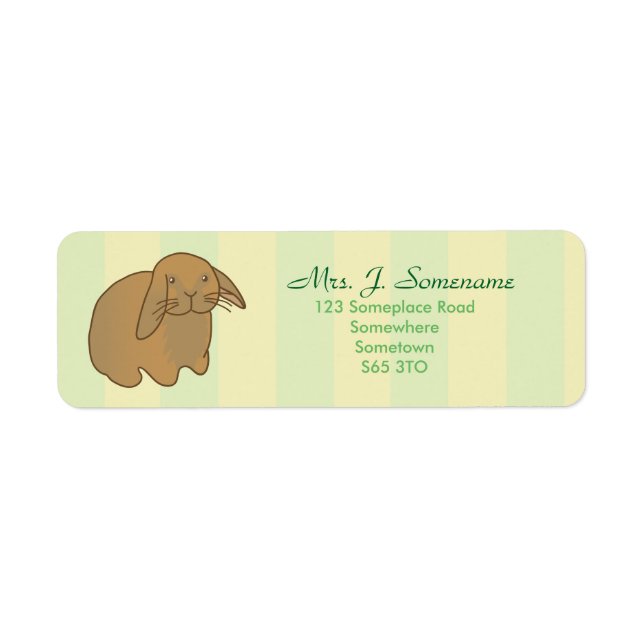 Cute Brown Bunny Return Address Label (Front)