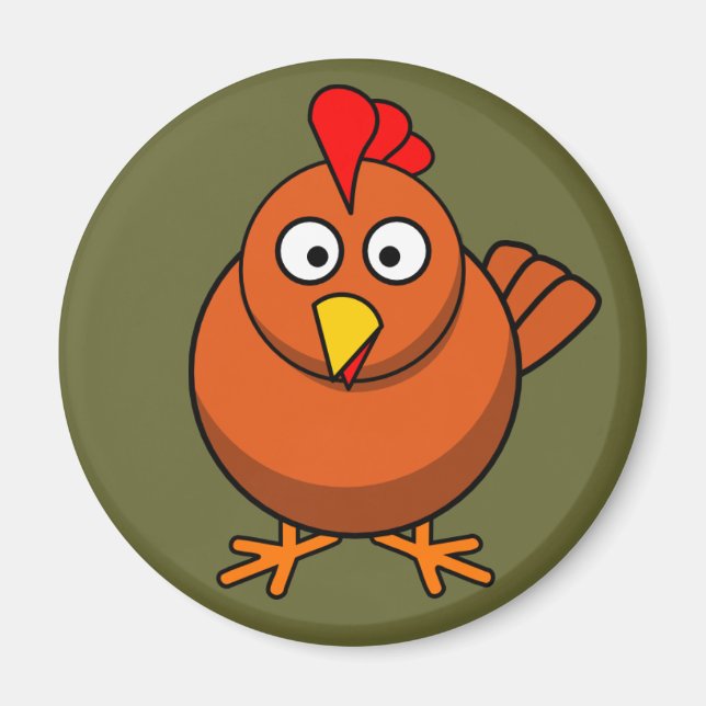 Cute Brown Chicken Fridge Magnet (Front)