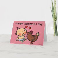 Cute Brown Chicken Peck on the Cheek for Baby