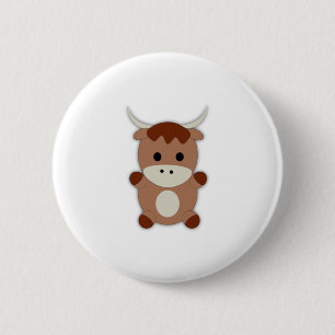 Cute Brown Cow 6 Cm Round Badge