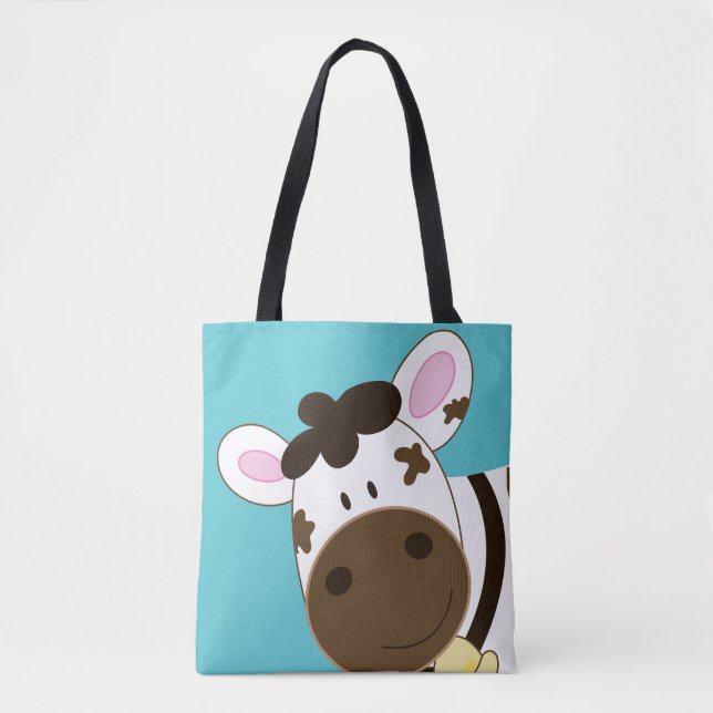 Cute Brown Cow Art by Jess  Tote Bag (Front)