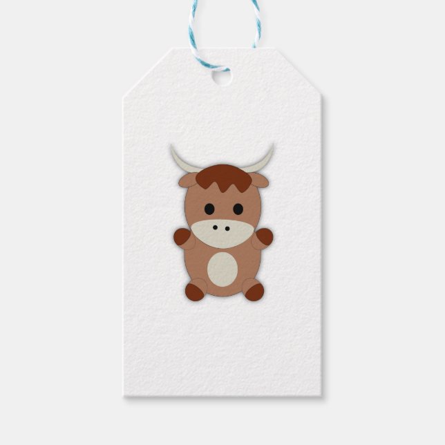 Cute Brown Cow Gift Tags (Front)