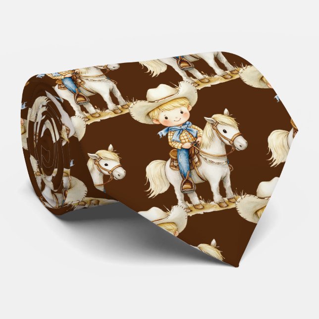 Cute Brown Cowboy Boots Neck Tie (Rolled)