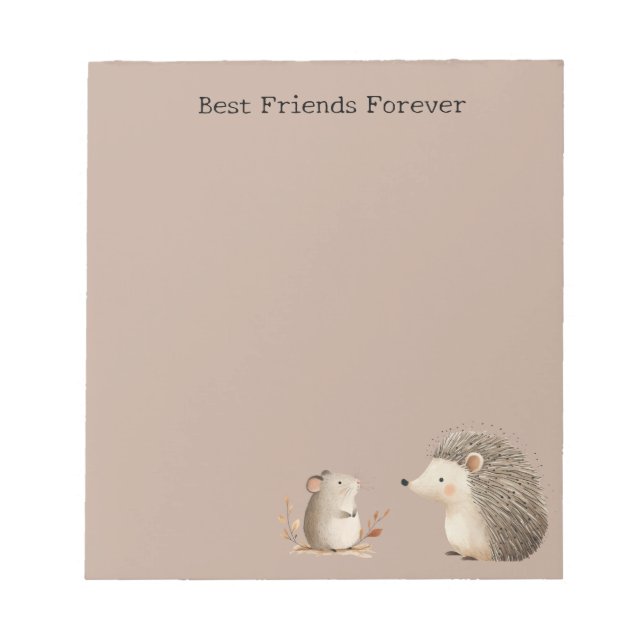 Cute Brown Cream Hedgehog Mouse Appreciation Notepad (Front)