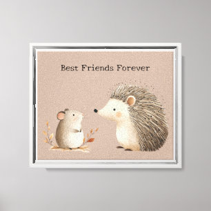Cute Brown Cream Hedgehog Mouse Best Friends Canvas Print
