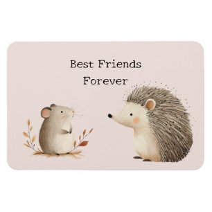 Cute Brown Cream Hedgehog Mouse Best Friends Magnet