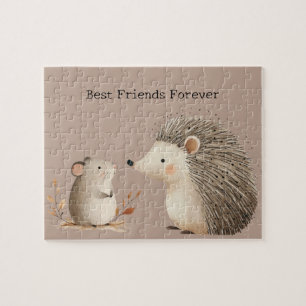 Cute Brown Cream Hedgehog Mouse Jigsaw Puzzle