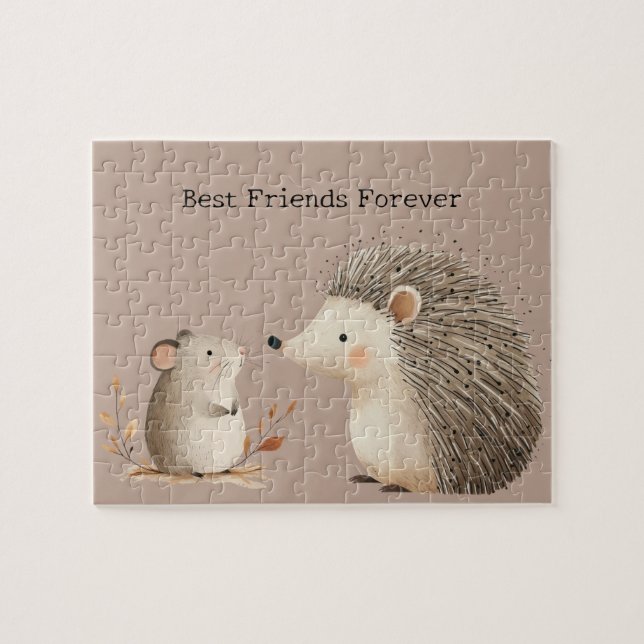 Cute Brown Cream Hedgehog Mouse Jigsaw Puzzle (Horizontal)