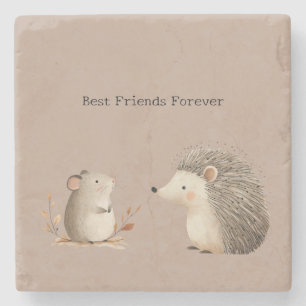 Cute Brown Cream Hedgehog Mouse Stone Coaster