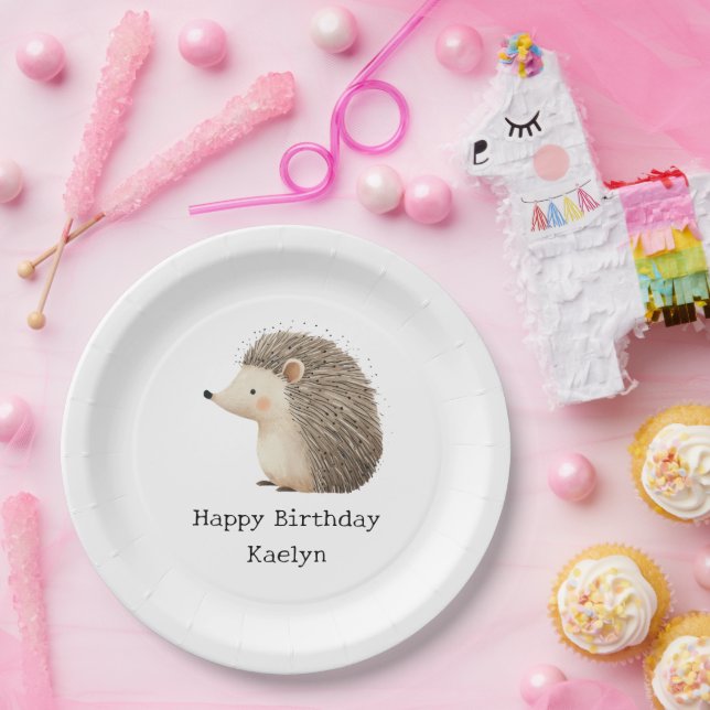 Cute Brown Cream Hedgehog Paper Plate (Party)