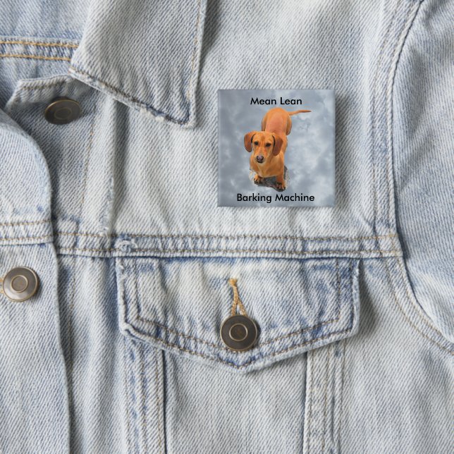 Cute Brown Dachshund Barking Machine 15 Cm Square Badge (In Situ)