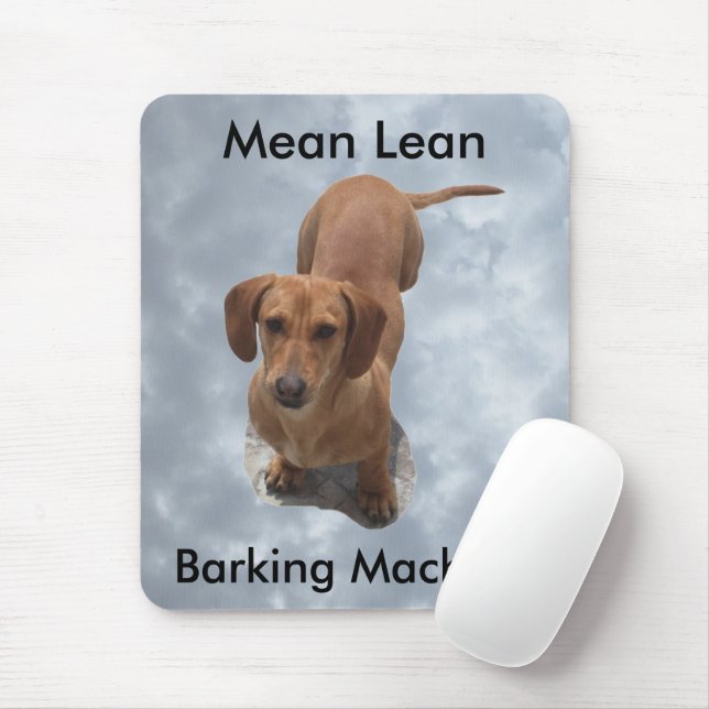 Cute Brown Dachshund Barking Machine Mouse Pad (With Mouse)