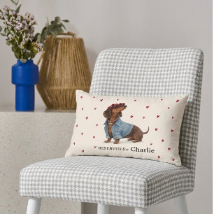 Cute Brown Dachshund Dog Hearts Family Pillow