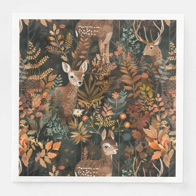 Cute brown deers pattern napkin (Front)