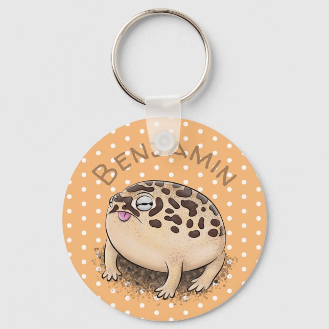 Cute brown desert rain frog cartoon illustration key ring (Front)
