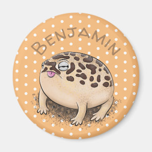 Cute brown desert rain frog cartoon illustration magnet