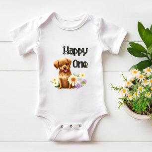 Cute brown dog baby bodysuit