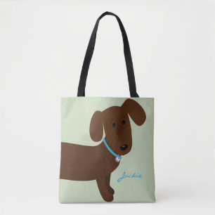 Cute Brown Doxy Front and Back Design Tote Bag