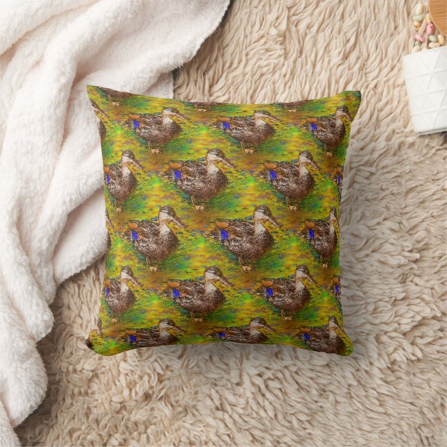 Cute Brown Ducks Animal Art Cushion (Blanket)
