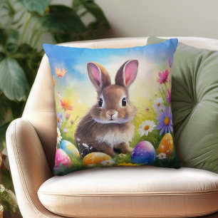 Cute Brown Easter Baby Bunny Cushion