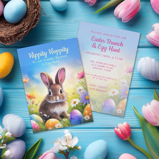 Cute Brown Easter Baby Bunny Invitation (Creator Uploaded)