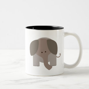 Cute Brown Elephant Two-Tone Coffee Mug