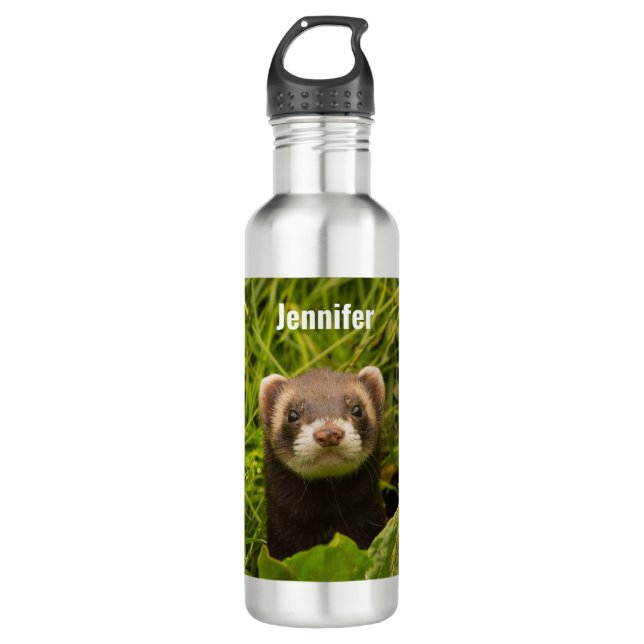 Cute Brown Ferret in the Grass 710 Ml Water Bottle (Front)