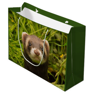 Cute Brown Ferret in the Grass Large Gift Bag