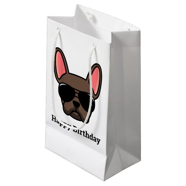 Cute Brown French Bulldog Face Small Gift Bag (Front Angled)