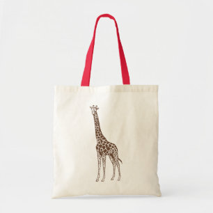 Cute Brown Giraffe Illustration Tote Bag