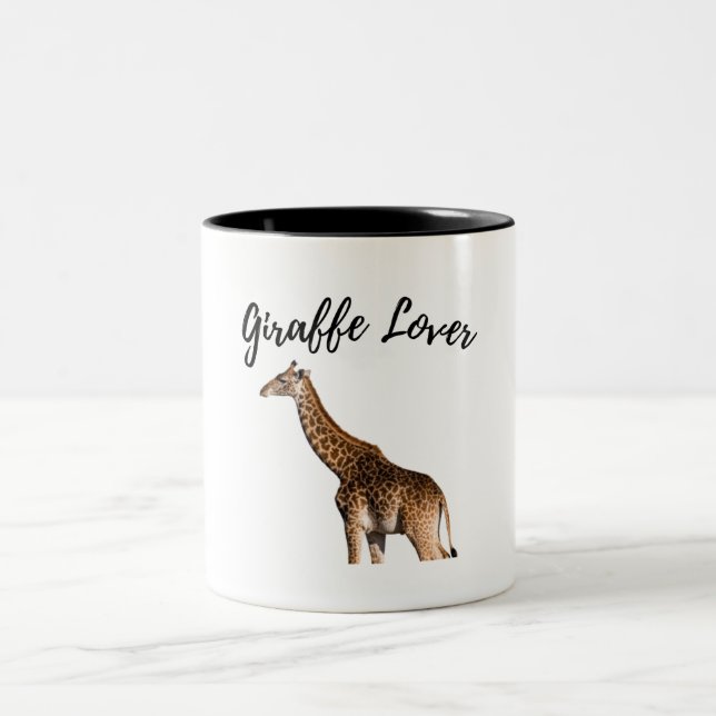 Cute Brown Giraffe Two-Tone Coffee Mug (Center)