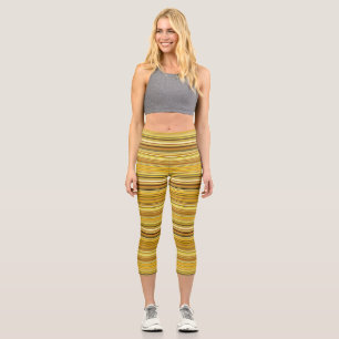 Cute brown golden stripes capri leggings