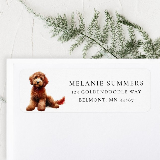 Cute Brown Goldendoodle Return Address Label (Creator Uploaded)