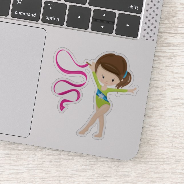 Cute Brown Haired Rhythmic Gymnast With Ribbon (Detail)