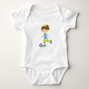 Cute Brown Haired Soccer Baby Shirt