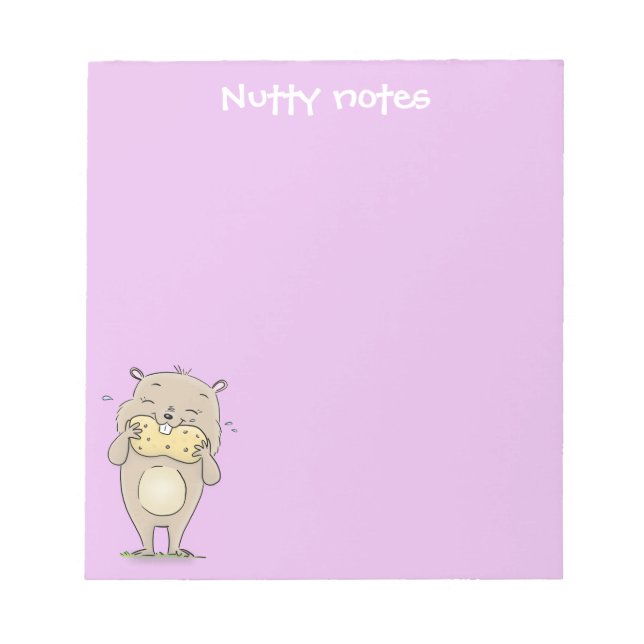 Cute brown hamster eating a peanut cartoon notepad (Front)