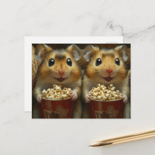 Cute Brown Hamsters With Popcorn Postcard