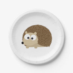 Cute Brown Hedgehog Paper Plate