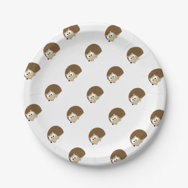 Cute Brown Hedgehog Paper Plate (Front)