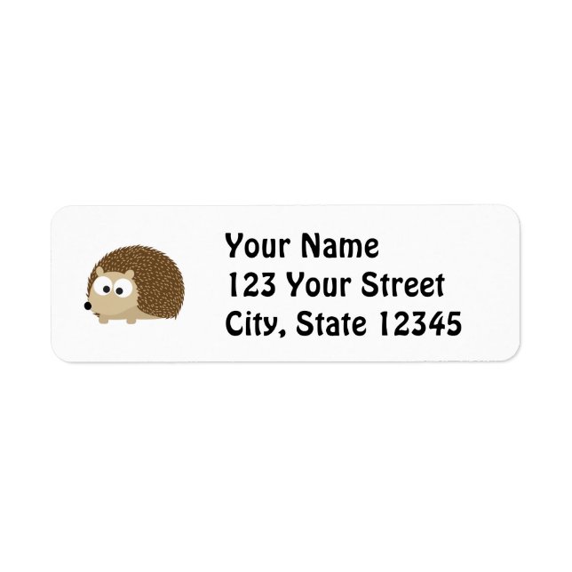 Cute Brown Hedgehog Return Address Label (Front)